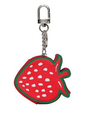 (Inventory 48) Strawberry/ bright vermillion Charm Keychain - Red